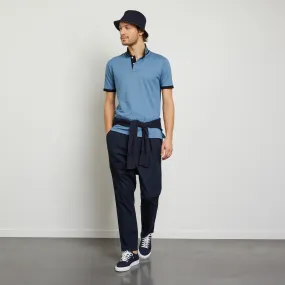 Polo bleu foncé piqué en coton Pima